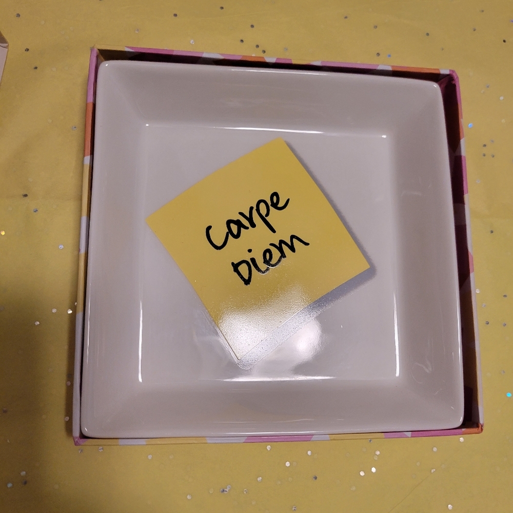 Two's Company NIB Carpe Diem Trinket Dish Tray ~ Gift ~ Office ~